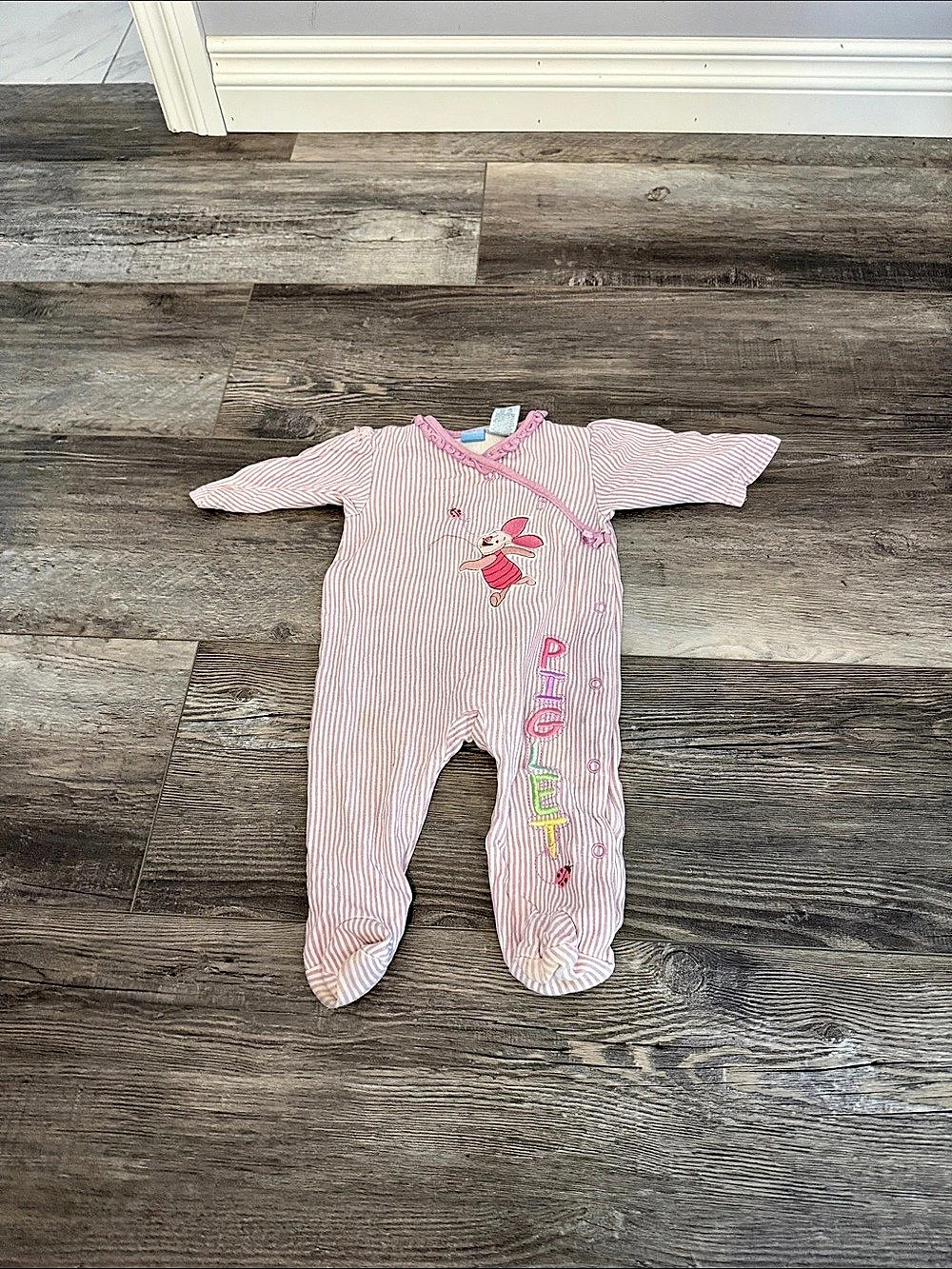 Disney Baby Pink Striped Footie Size 3M